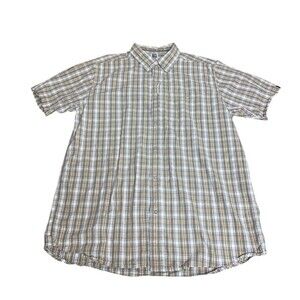 North Face Shirt Mens XL Brown Plaid Short Sleeve Button Down Pockets Cotton